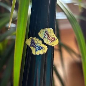 Vintage Cloisonné Butterflies Wrap Ring